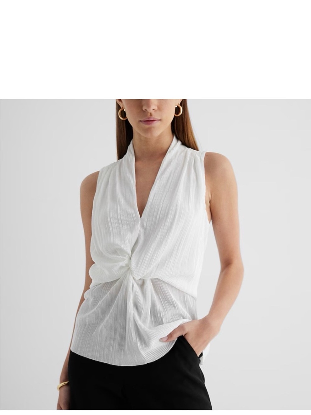 Express White Twist-Front Sleeveless V-Neck Camisole
